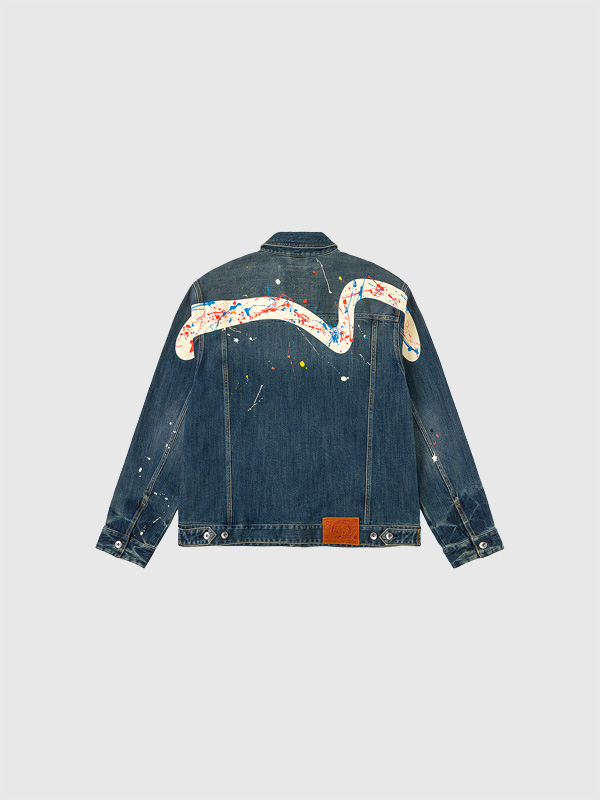 EVISU エヴィス ジーンズ デニムジャケット 大黒 スプラッシュ プリーツ ブラウス Gジャン SPLASH DAICOCK PRINTED DENIM JACKET 2ESHTM6DJ1010