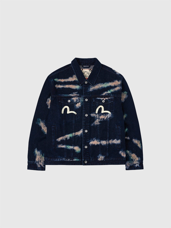 EVISU エヴィス ジーンズ カモメ タイダイ エビス デニムジャケット Gジャン ワイド 2EAHTM5DJ1010 HI, TEI-DYE DENIM JACKET W/PRINTED SEAGULL
