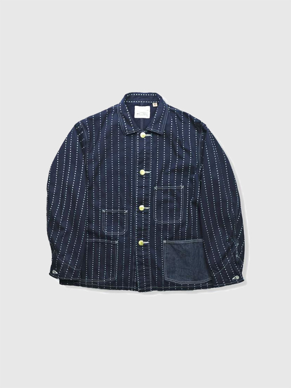 FULLCOUNT フルカウント カバーオール ウォバッシュ スター F チョアジャケット インディゴ染め 綿 100％ 2051 Star Wabash Chore Jacket
