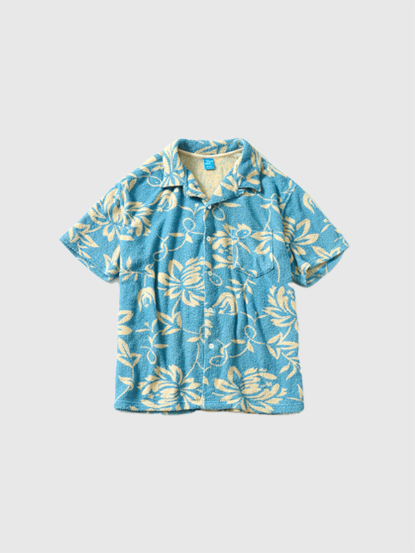 Good On グッドオン シャツ メンズ レディース 半袖 パイル地 ダブルパイル レトロ フラワー ダブル パイル ショート スリーブ オープン シャツ GOST-2307