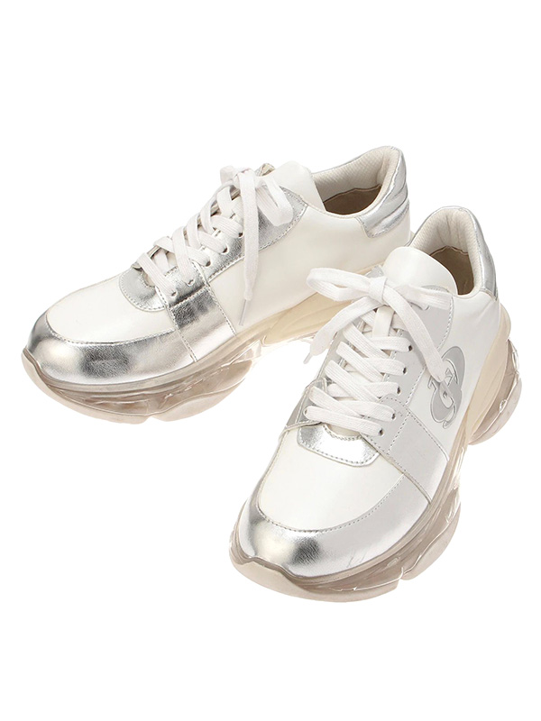 GYDA ジェイダ スニーカー レディース きれいめ 厚底 白 GD air motion ソール スニーカー 未来的 GD ホワイト シルバー ダッドスニーカー 6.5cm ソール 072531865801