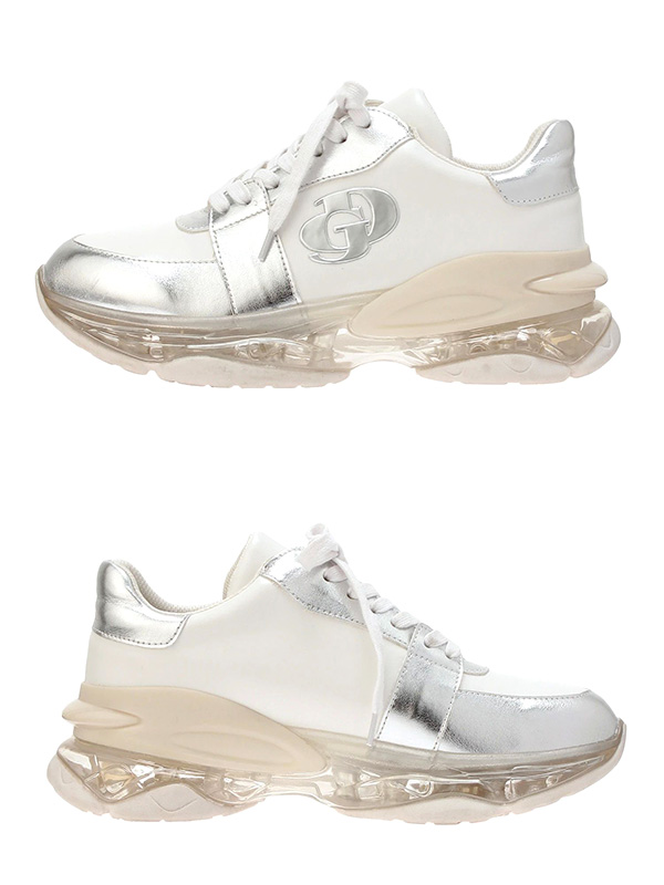 GYDA ジェイダ スニーカー レディース きれいめ 厚底 白 GD air motion ソール スニーカー 未来的 GD ホワイト シルバー ダッドスニーカー 6.5cm ソール 072531865801