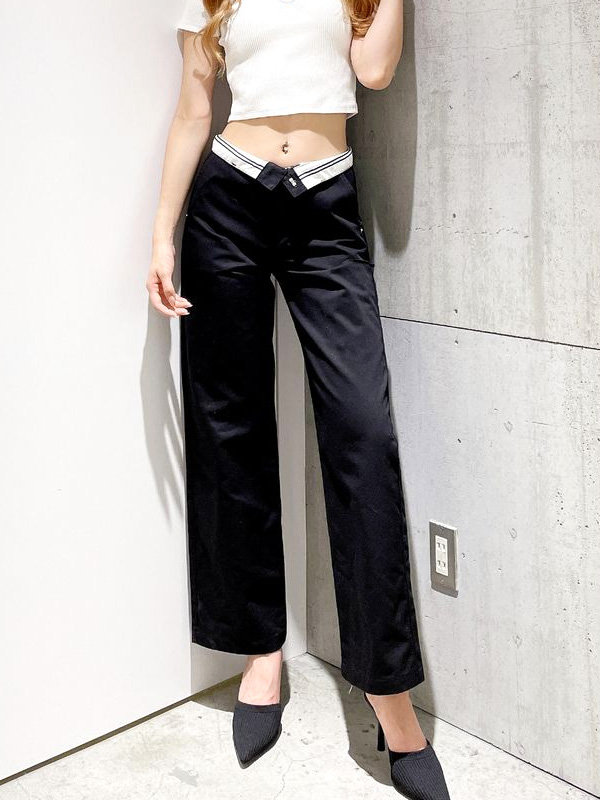 【在庫処分】GYDA ジェイダ SIDE RIPPED GYDA ライン ワイドパンツ チノパン レディ—ス ワイドパンツ ラインロゴデザイン サイドリップド カットデザイン 072420708601