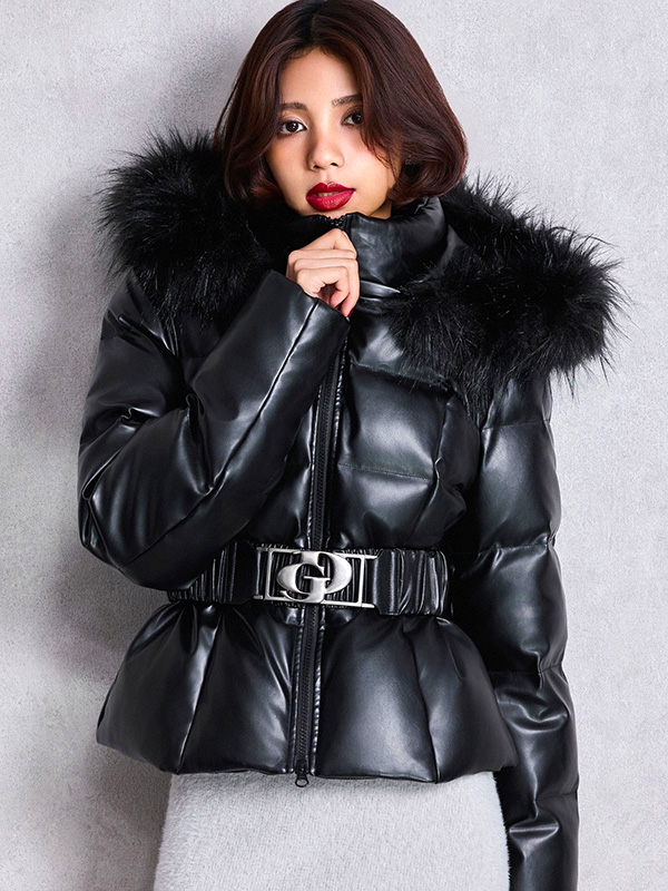 GYDA ジェイダ ダウン ショート ブランド 合皮 オリジナルロゴ