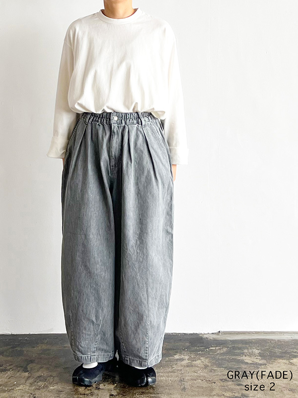 HARVESTY ハーベスティ ブラック デニム グレー フェード サーカスパンツ レディース メンズ おしゃれ かわいい BLACK DENIM CIRCUS PANTS GRAY FADE 日本製 A12410-15_4