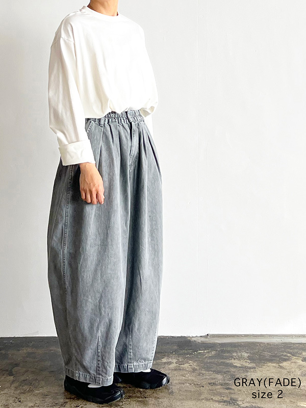 HARVESTY ハーベスティ ブラック デニム グレー フェード サーカスパンツ レディース メンズ おしゃれ かわいい BLACK DENIM CIRCUS PANTS GRAY FADE 日本製 A12410-15_5
