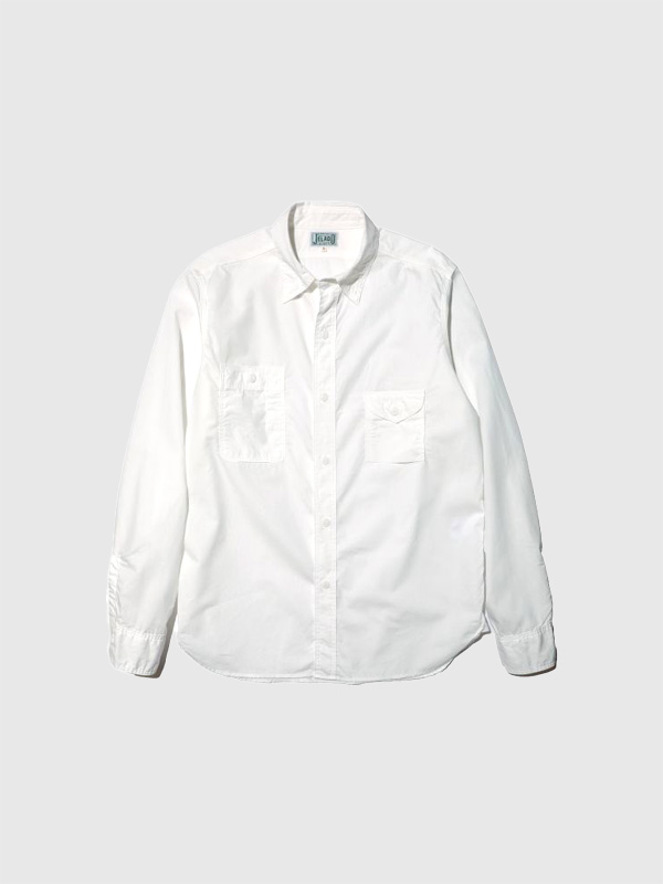 JELADO ジェラード シャツ スモーカーシャツ 長袖 ガチャポケ ホワイト コットンブロード ワークシャツ JP94113 Smoker Shirt White