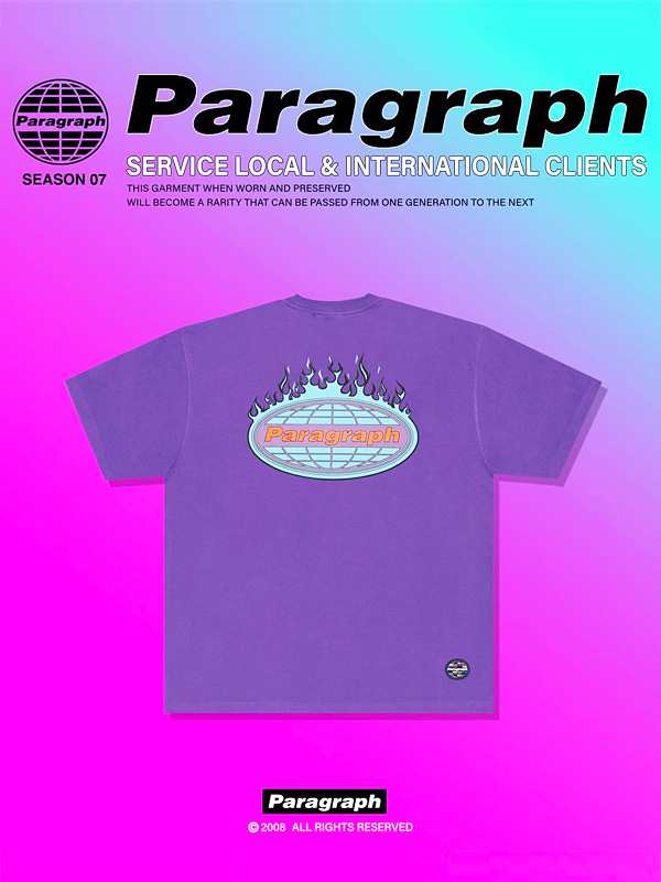 Paragraph パラグラフ Tシャツ メンズ レディース 半袖 韓国 Fire logo