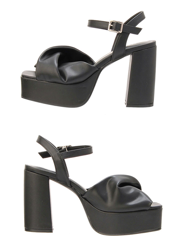 RESEXXY リゼクシー サンダル レディース 厚底 ヒール ツイスト 厚底 サンダル 黒 美脚 脚長 ヒール 11cm シンプル ツイストデザイン スクエアヒール 152531866601 RESEXXY リゼクシー サンダル レディース 厚底 ヒール ツイスト 厚底