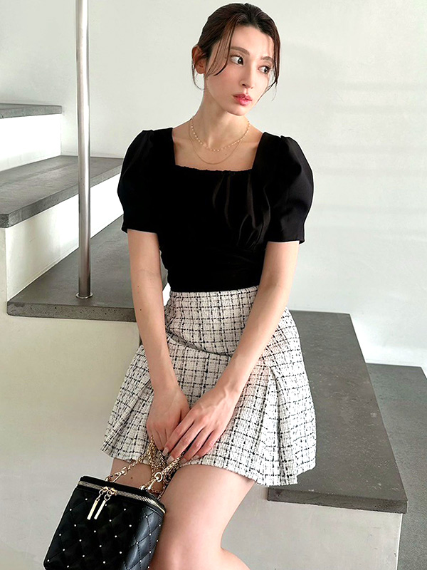 RESEXXY リゼクシー ハイウエスト ツータック ミニスカート 春 夏