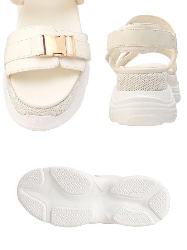 RESEXXY リゼクシー ダブル スリング スニーカー サンダル レディ—ス 厚底 厚底サンダル 厚底スニーカー 黒 ブラック アイボリー 美脚 脚長 ヒール 6.5cm 152431868201