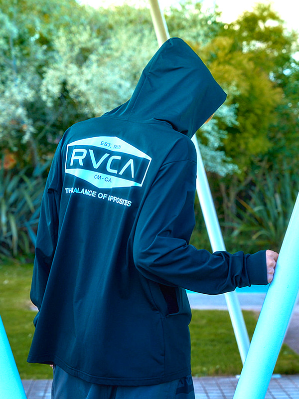RVCA ルーカ ラッシュガード レディース 水陸両用 メンズ 長袖 ジップアップ ILL RVCA HEX BOX SFHD 長袖サーフTシャツ UVプロテクション UPF50 サムホール BF041-875