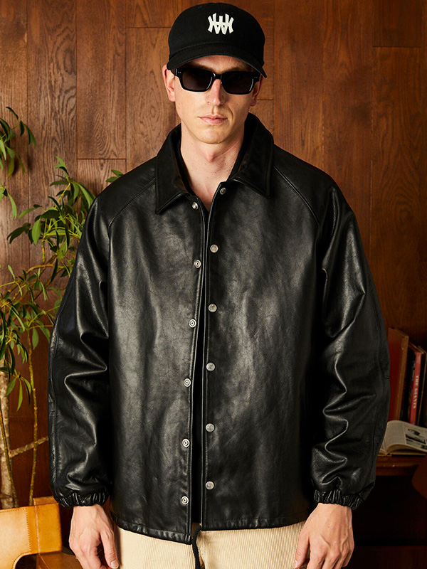 Schott ショット レザー ジャケット コーチジャケット 牛革 カウレザー LEATHER COACH JACKET シンプル 無地 バイク アメカジ ワーク_1