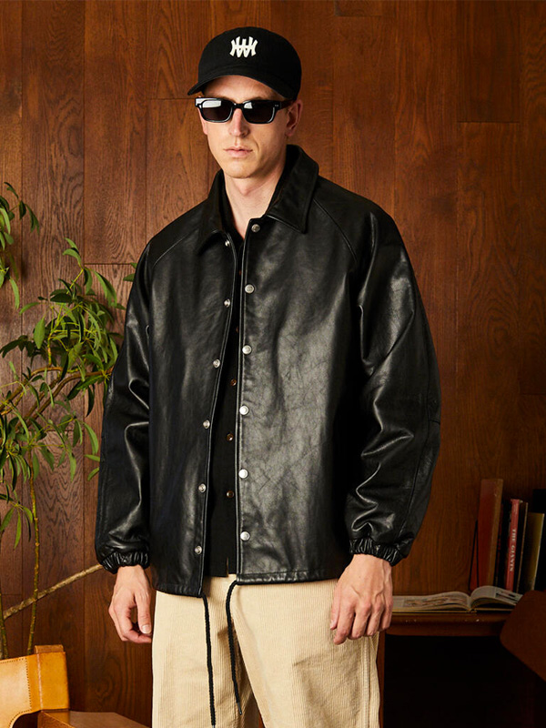 Schott ショット レザー ジャケット コーチジャケット 牛革 カウレザー LEATHER COACH JACKET シンプル 無地 バイク アメカジ ワーク_2