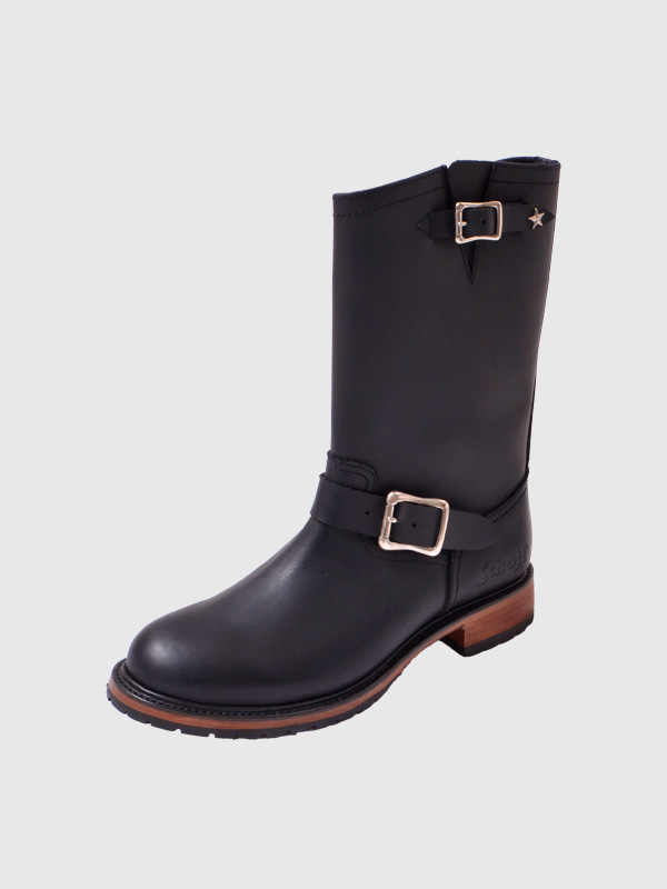 ブラックレザーエンジニアブーツ ブラックレザーエンジニアブーツ 黒レザーエンジニアブーツ バックル