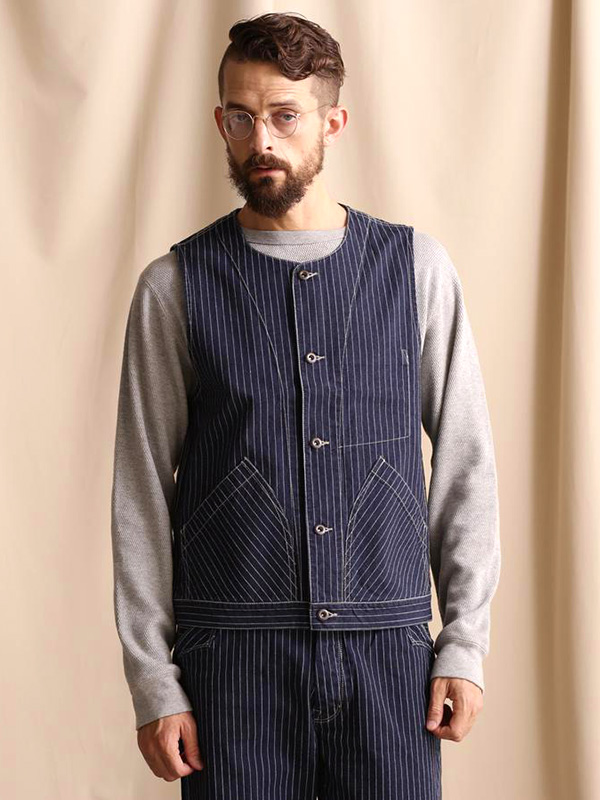Schott ショット ヒッコリー ストライプ ベスト メンズ レディース OLD HICKORY DENIM VEST オールド ヒッコリー デニム ベスト インディゴ ブラック 7825957001