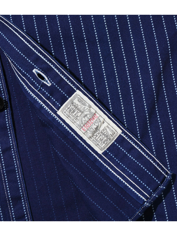 SUGAR CANE シュガーケーン シャツ 長袖 メンズ FICTION ROMANCE 8.5oz. WABASH STRIPE WORK SHIRT ウォバッシュ ストライプ ネイビー 8.5オンス 日本製 SC25551