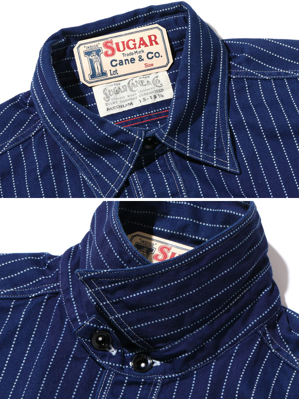 SUGAR CANE シュガーケーン シャツ 長袖 メンズ FICTION ROMANCE 8.5oz. WABASH STRIPE WORK SHIRT ウォバッシュ ストライプ ネイビー 8.5オンス 日本製 SC25551