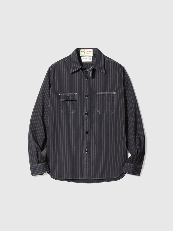 SUGAR CANE シュガーケーン シャツ ワーク ブラック ウォバッシュ ストライプ フィクションロマンス ドット ストライプ SC29585 8.5oz. BLACK WABASH STRIPE WORK SHIRT