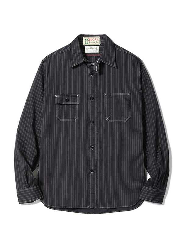 SUGAR CANE シュガーケーン シャツ ワーク ブラック ウォバッシュ ストライプ フィクションロマンス ドット ストライプ SC29585 8.5oz. BLACK WABASH STRIPE WORK SHIRT