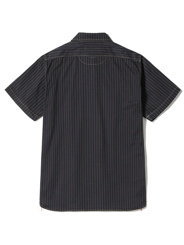 SUGAR CANE シュガーケーン シャツ 半袖 FICTION ROMANCE 8.5oz. BLACK WABASH STRIPE WORK SHIRT SHORT SLEEVE ブラック ウォバッシュ 日本製 東洋 SC36267_2