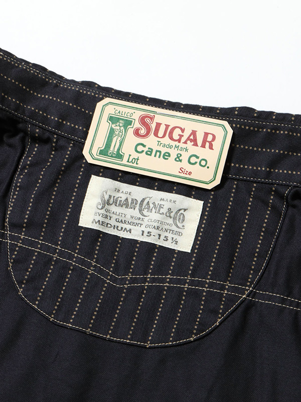 SUGAR CANE シュガーケーン シャツ 半袖 FICTION ROMANCE 8.5oz. BLACK WABASH STRIPE WORK SHIRT SHORT SLEEVE ブラック ウォバッシュ 日本製 東洋 SC36267_3