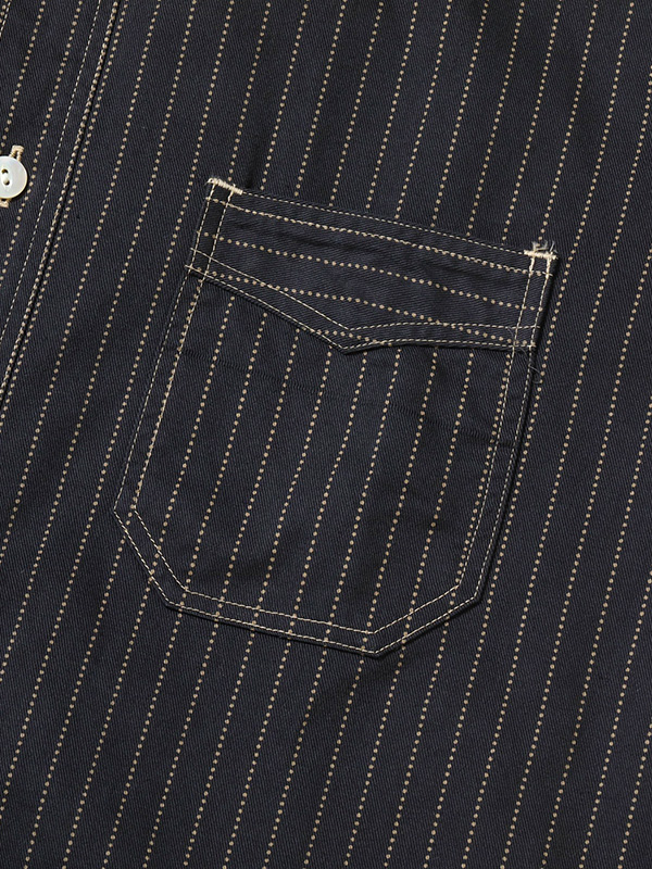 SUGAR CANE シュガーケーン シャツ 半袖 FICTION ROMANCE 8.5oz. BLACK WABASH STRIPE WORK SHIRT SHORT SLEEVE ブラック ウォバッシュ 日本製 東洋 SC36267_6