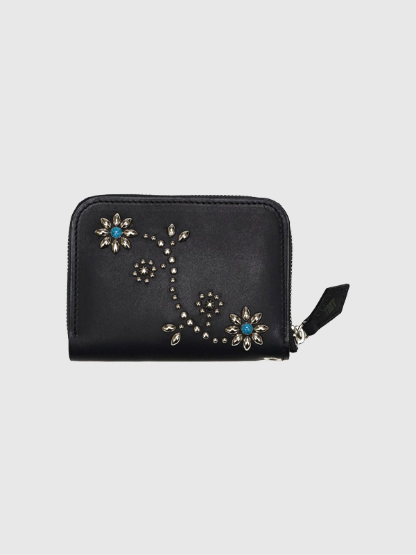 TMT レザー 財布 メンズ レディース 二つ折り 財布 シンプル 牛革 本革 INDIGO LEATHER STADS WALLET MIDDLE ターコイズ フラワー 藍染 インディゴ TACS2503