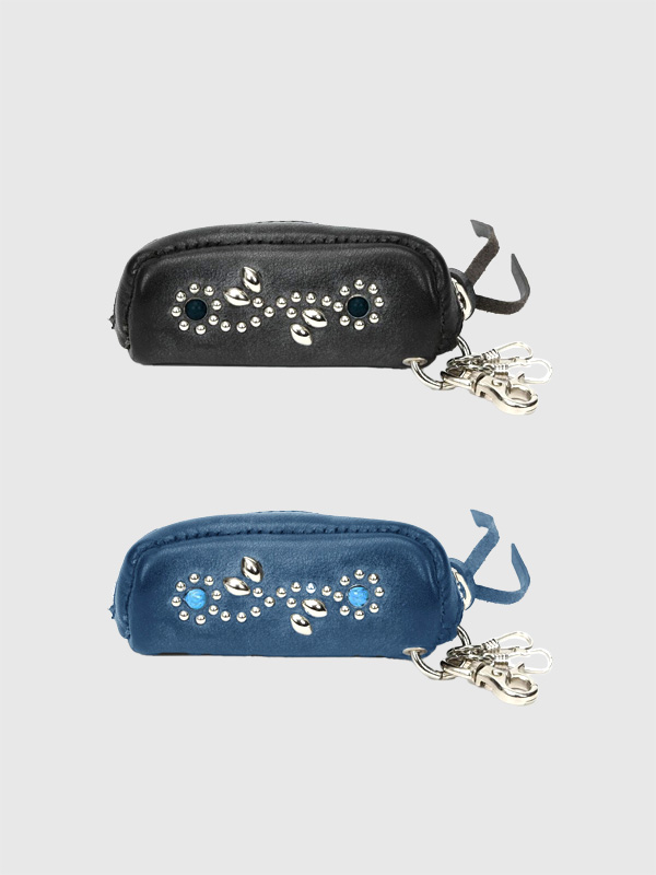 TMT レザー キーケース 本革 メンズ レディース STUDS LEATHER KEY CASE スタンダードリベット社 ターコイズ フラワー ブラック ネイビー 日本製 経年変化 TACS25SP03
