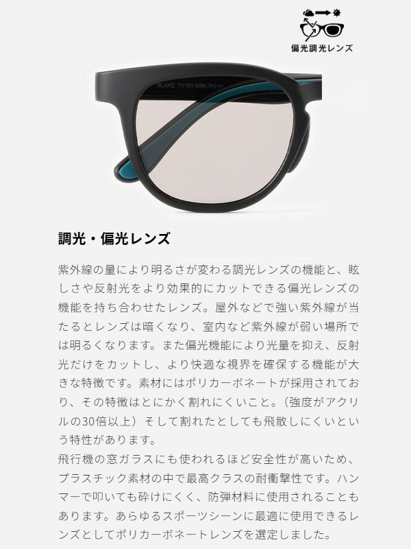 TYMER タイマー BLAKE 伊勢谷 友介 TOSHI-LOW サングラス 調光 偏光 ブランド UVカット 眼鏡 紫外線カット ボストン ウェリントン TY101_3