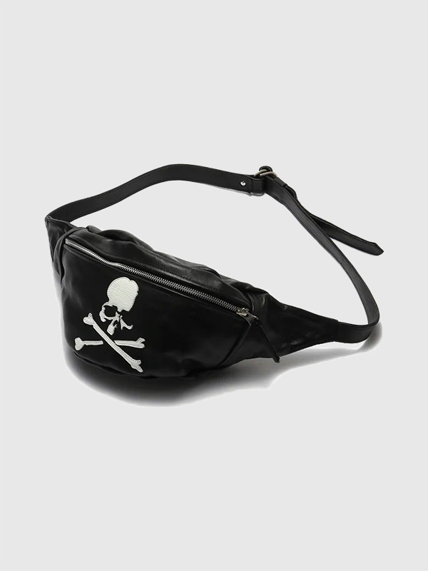 VANSON × MASTERMIND WORLD BONE FUNNY PACK CUSTOM マスターマインド ワールド バンソン レザー バッグ メンズ スカル ファニーパック ボディバッグ MW24C13-BA100