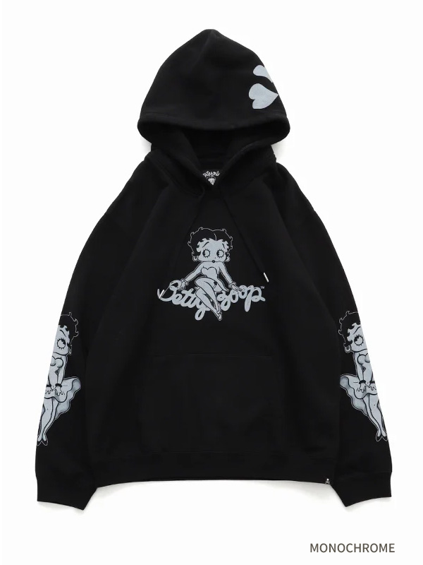 MASTERMIND WORLD × BETTY BOOP マスターマインド ワールド フーディー ベティちゃん コラボ スカル スウェット パーカー プルパーカー BOXY FIT MW25C15-SW201_1