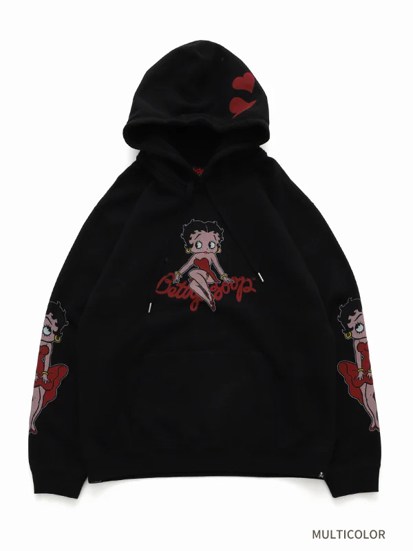 MASTERMIND WORLD × BETTY BOOP マスターマインド ワールド フーディー ベティちゃん コラボ スカル スウェット パーカー プルパーカー BOXY FIT MW25C15-SW201_3