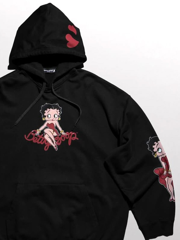 MASTERMIND WORLD × BETTY BOOP マスターマインド ワールド フーディー ベティちゃん コラボ スカル スウェット パーカー プルパーカー BOXY FIT MW25C15-SW201_5