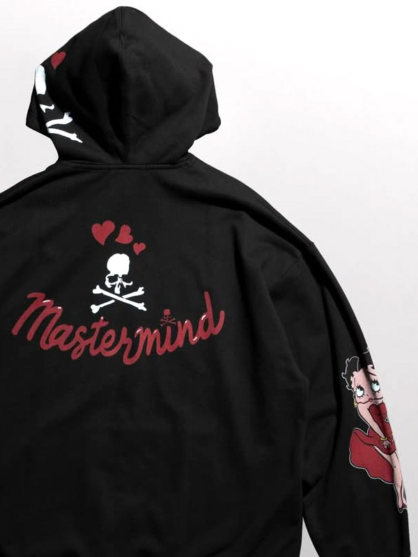 MASTERMIND WORLD × BETTY BOOP マスターマインド ワールド フーディー ベティちゃん コラボ スカル スウェット パーカー プルパーカー BOXY FIT MW25C15-SW201_6
