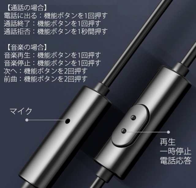 イヤホン マイク付き ヘッドフォン ヘッドホン リモコン付き 3.5mm