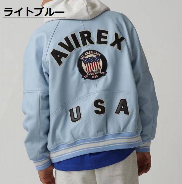 【本革レザー】AVIREX レザー ジャケット アウター 革ジャン メンズ ブルゾン LIGHT SIGNATURE VARSITY JACKET ライト シグネチャー バーシティー ジャケット ミリタリー 正規品 ブランド おしゃれ アビレックス アヴィレックス 7834950016 送料無料_12