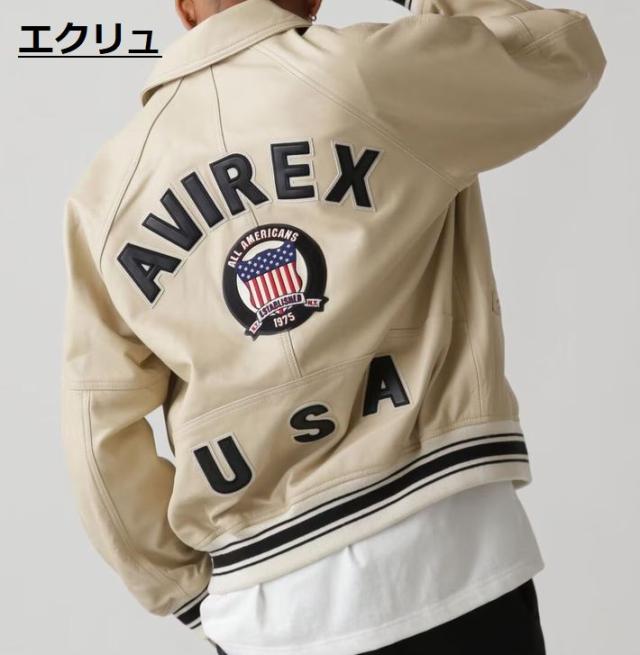 【本革レザー】AVIREX レザー ジャケット アウター 革ジャン メンズ ブルゾン LIGHT SIGNATURE VARSITY JACKET ライト シグネチャー バーシティー ジャケット ミリタリー 正規品 ブランド おしゃれ アビレックス アヴィレックス 7834950016 送料無料_15