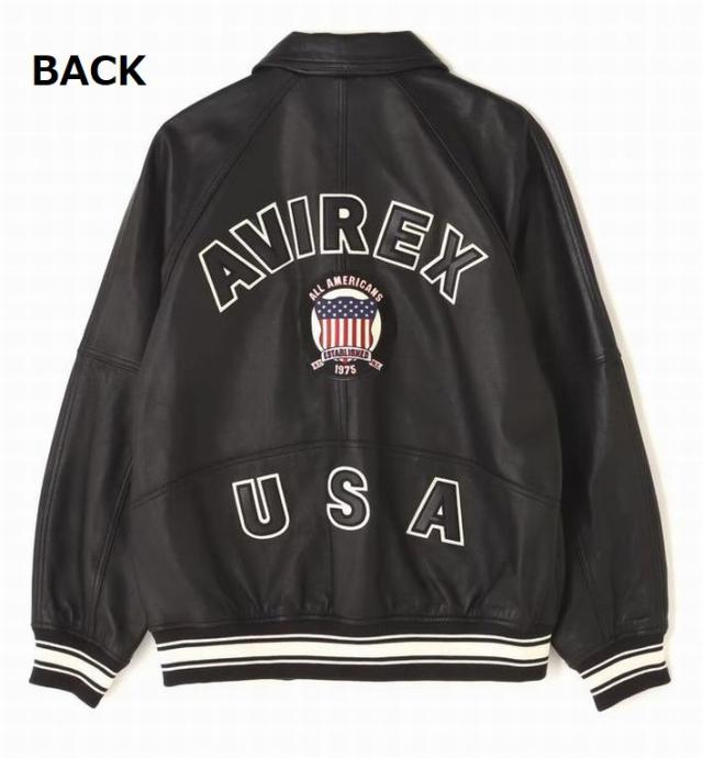 【本革レザー】AVIREX レザー ジャケット アウター 革ジャン メンズ ブルゾン LIGHT SIGNATURE VARSITY JACKET ライト シグネチャー バーシティー ジャケット ミリタリー 正規品 ブランド おしゃれ アビレックス アヴィレックス 7834950016 送料無料_5