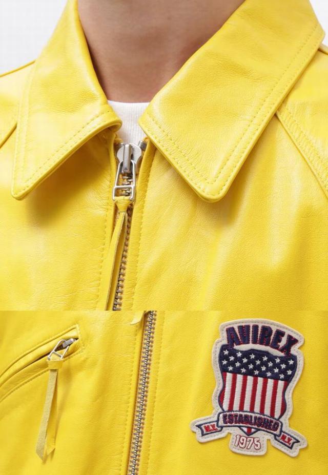 【本革レザー】AVIREX レザー ジャケット アウター 革ジャン メンズ ブルゾン LIGHT SIGNATURE VARSITY JACKET ライト シグネチャー バーシティー ジャケット ミリタリー 正規品 ブランド おしゃれ アビレックス アヴィレックス 7834950016 送料無料_6