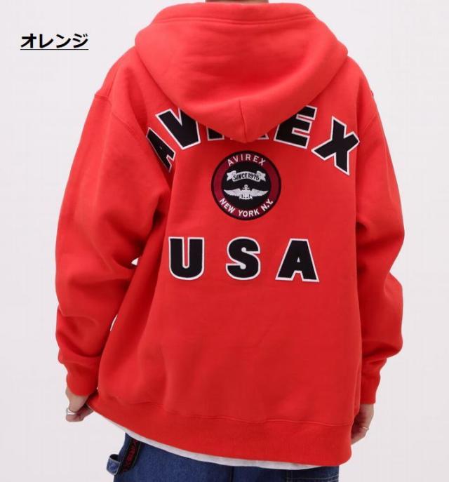 【7色展開】AVIREX パーカー ジップパーカー 裏起毛 メンズ 正規品 ブランド おしゃれ アップリケ刺繍 アビレックス アヴィレックス Y_U 7834931002 7833931009 7986944 VARSITY LOGO SWEAT ZIP UP PARKA 送料無料_10
