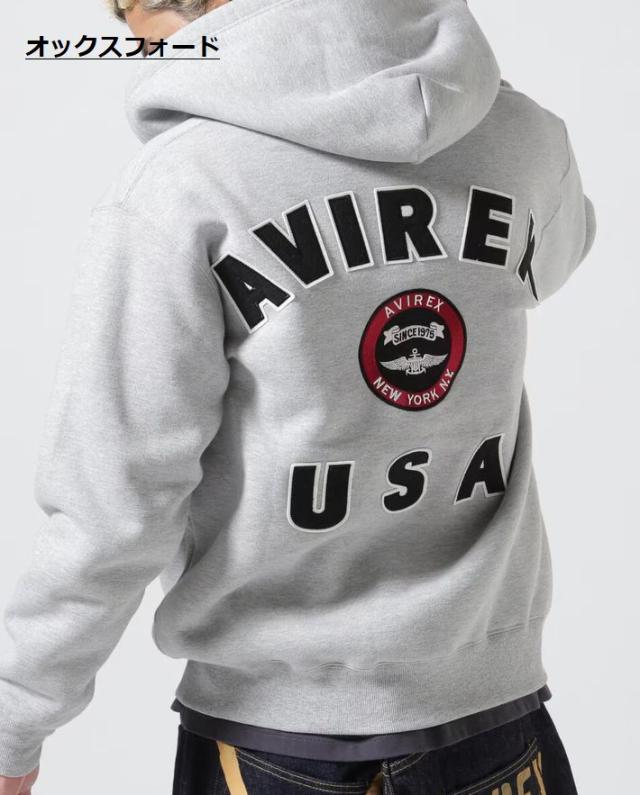 【7色展開】AVIREX パーカー ジップパーカー 裏起毛 メンズ 正規品 ブランド おしゃれ アップリケ刺繍 アビレックス アヴィレックス Y_U 7834931002 7833931009 7986944 VARSITY LOGO SWEAT ZIP UP PARKA 送料無料_13