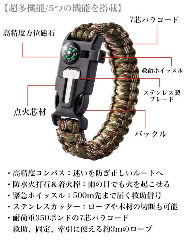 ブレスレット バングル メンズ レディース サバイバル パラコード NEK