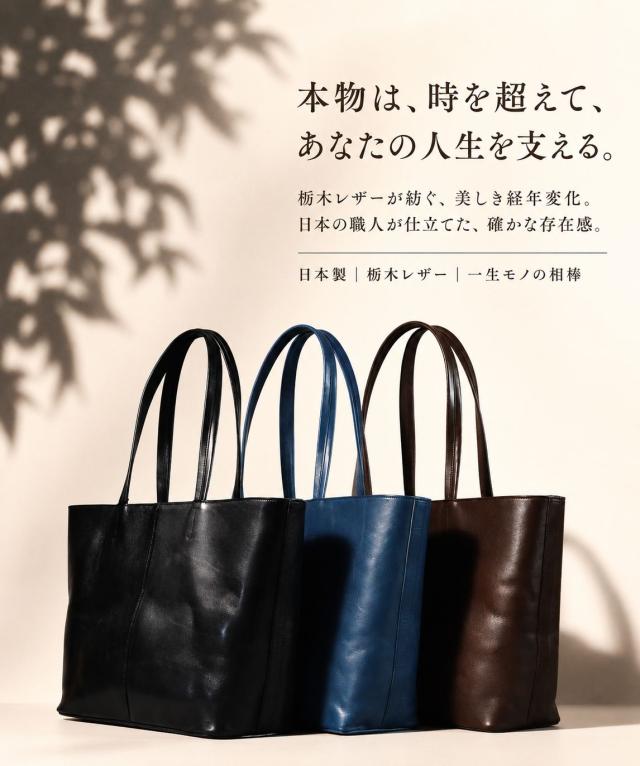 【日本製 栃木レザー】トートバッグ ビジネストート ビジネスバッグ 本革 7986508 メンズ レディース A4対応 ファスナー付き 大容量 牛革 通勤 通学 自立型 天然皮革 ブラック ネイビー ダークブラウン プレゼント ギフト 送料無料_1