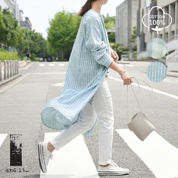 夏新作 ワンピース 夏 レディース インドコットンスラブシャツワンピース M L 夏 ワンピース シャツワンピ インド綿 楽ちん 涼しいの通販はau Pay マーケット アンドイット And It