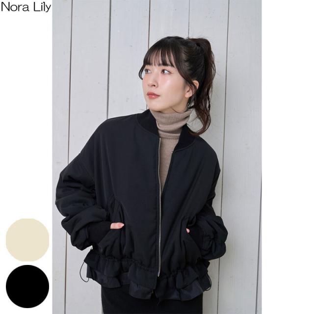 Nora Lily elle ノラリリーエル 【2カラー】ギャザリング ボンバー MA-1 224742094