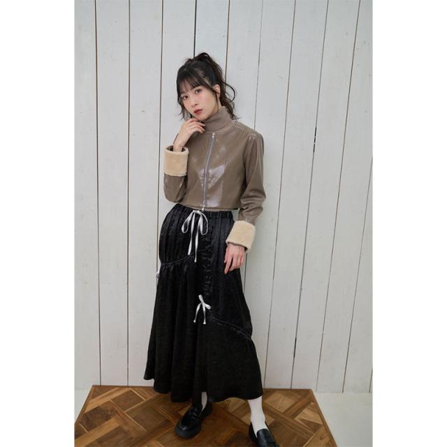 Nora Lily elle ノラリリーエル 【3カラー】ギャザーリボン Aライン スカート 224760078 Nora Lily elle ノラリリーエル 【3カラー】ギャザーリボン Aライン