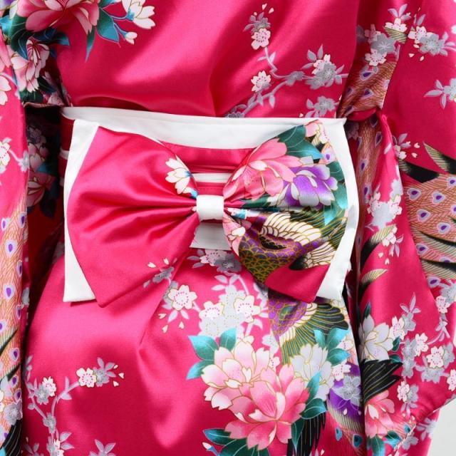 LoveRich ラブリッチ 【7カラー】サテン和柄豪華花魁ミニ着物ドレス 和