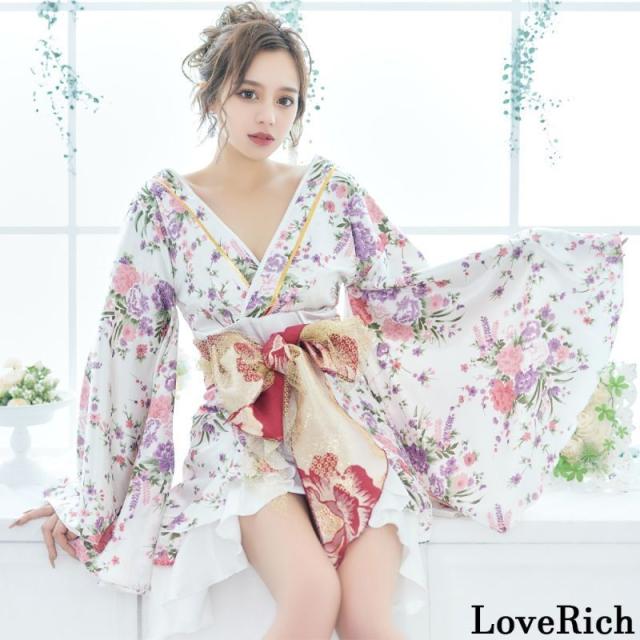 LoveRich ラブリッチ 【4カラー/3点セット】豪華 帯 フリル 花柄 ミニ