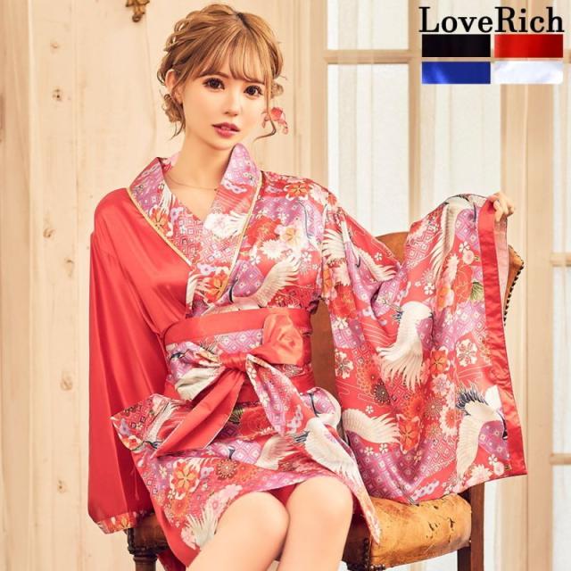 Amazon.co.jp: [LoveRich] ラブリッチ サテン和柄花魁ミニ着物